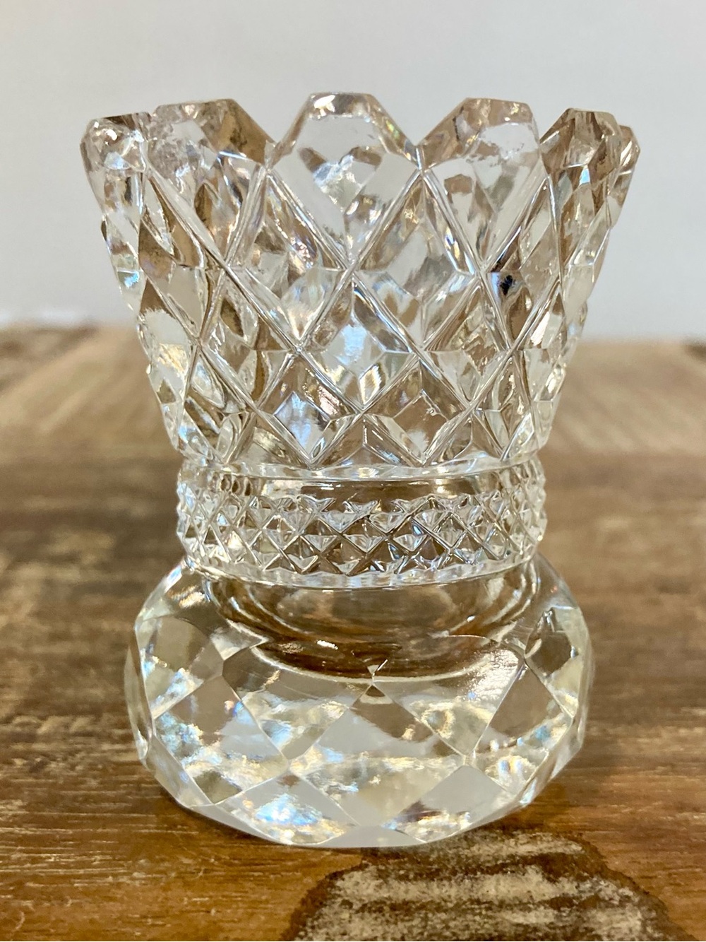 Vintage Glass Toothpick Holder Diamond Pattern - Picture 4 of 10